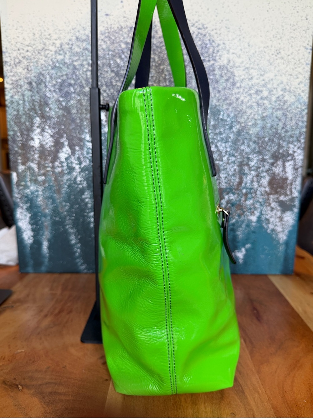 Kate Spade Rare Collectible Flicker Bon Shopper Storybook Lining Navy Green - Picture 15 of 17